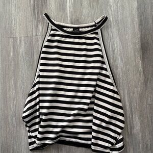SHEIN Black and White Striped Halter Tank